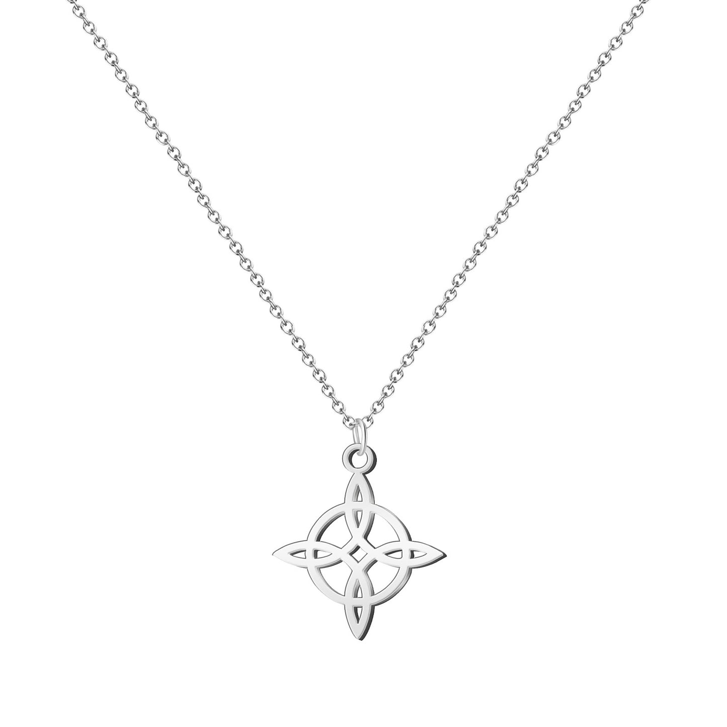Colgante Nudo Bruja en Acero Inoxidable 💎 Amuleto contra el Mal de Ojo 🧿 Collar de Suerte para Mujer y Hombre + Pulsera 7 Nudos de Regalo 🎁 con Tarjeta Diseñada