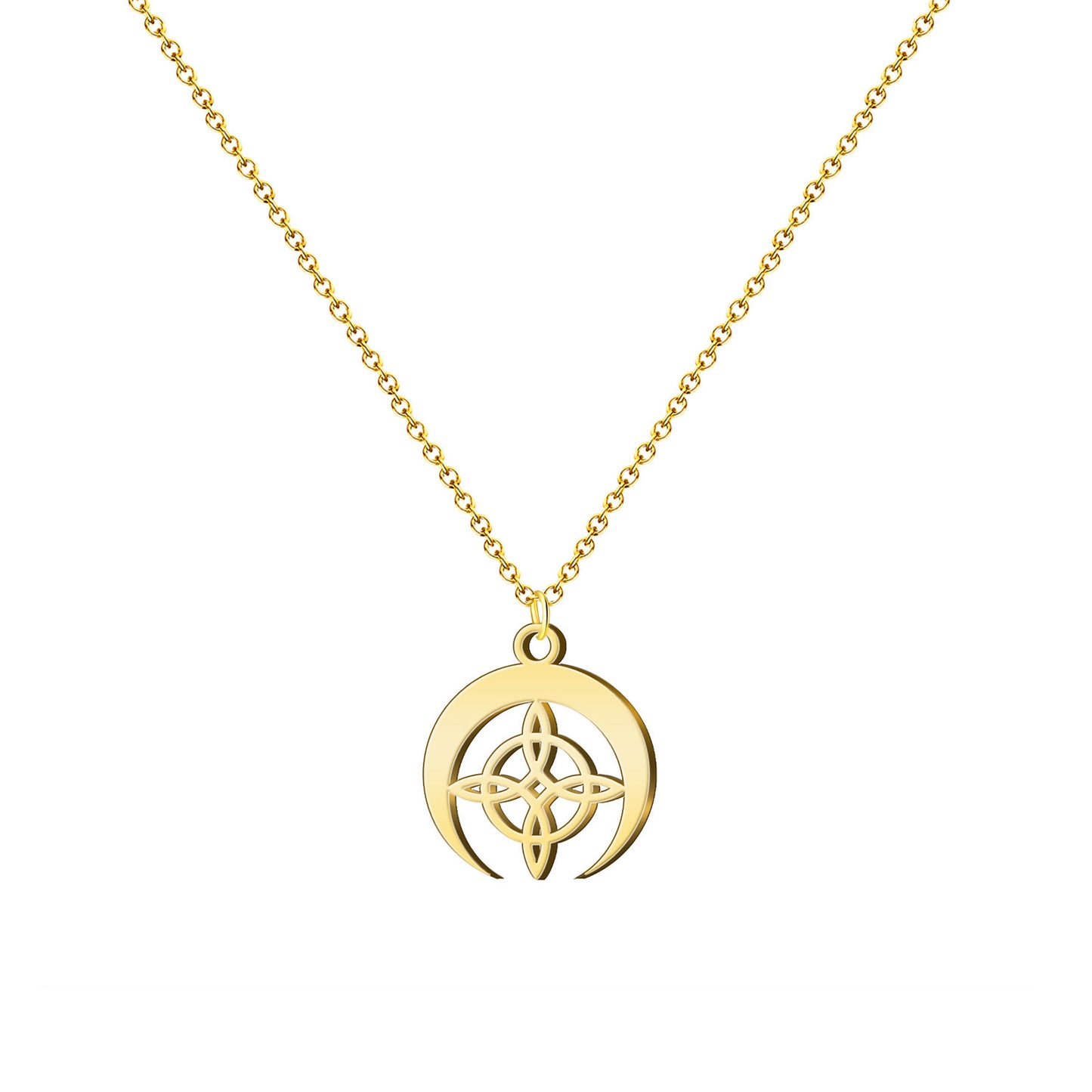 Colgante Nudo Bruja en Acero Inoxidable 💎 Amuleto contra el Mal de Ojo 🧿 Collar de Suerte para Mujer y Hombre + Pulsera 7 Nudos de Regalo 🎁 con Tarjeta Diseñada