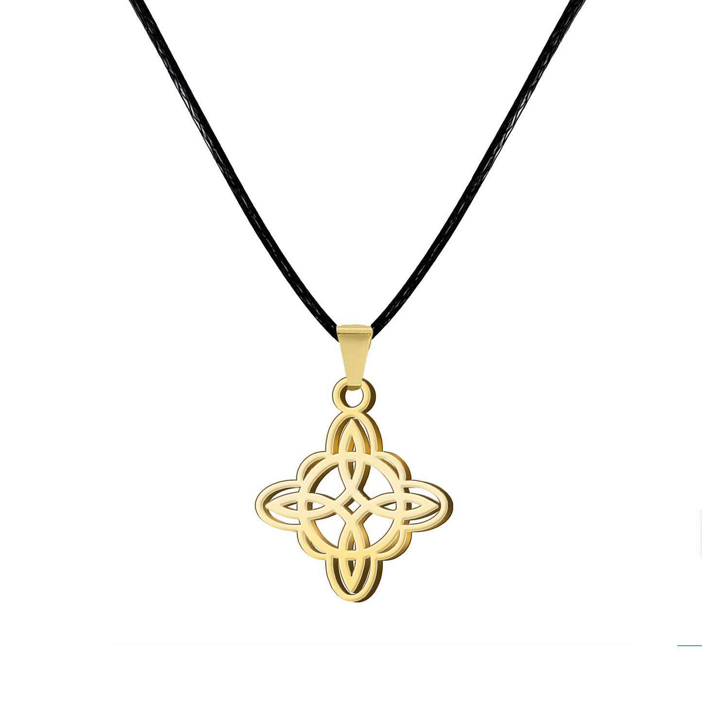 Colgante Nudo Bruja en Acero Inoxidable 💎 Amuleto contra el Mal de Ojo 🧿 Collar de Suerte para Mujer y Hombre + Pulsera 7 Nudos de Regalo 🎁 con Tarjeta Diseñada