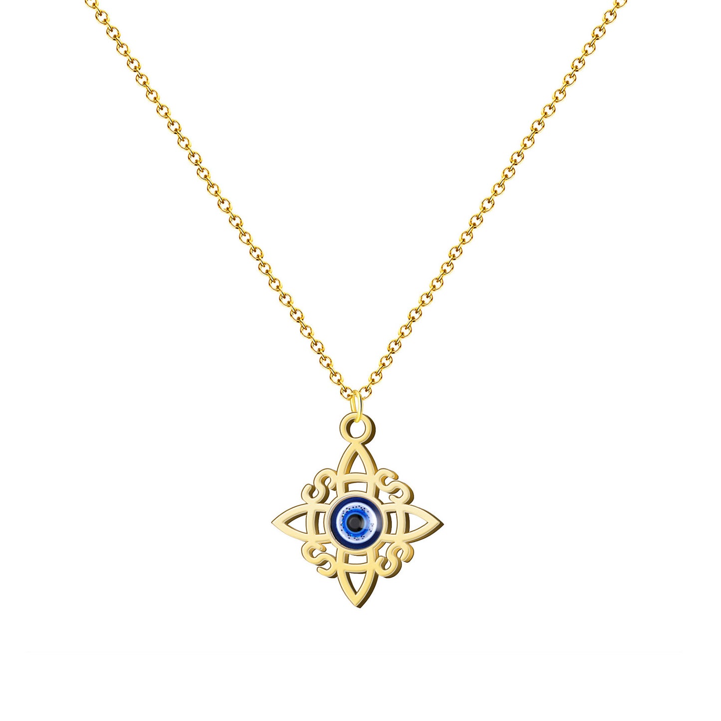 Colgante Nudo Bruja en Acero Inoxidable 💎 Amuleto contra el Mal de Ojo 🧿 Collar de Suerte para Mujer y Hombre + Pulsera 7 Nudos de Regalo 🎁 con Tarjeta Diseñada