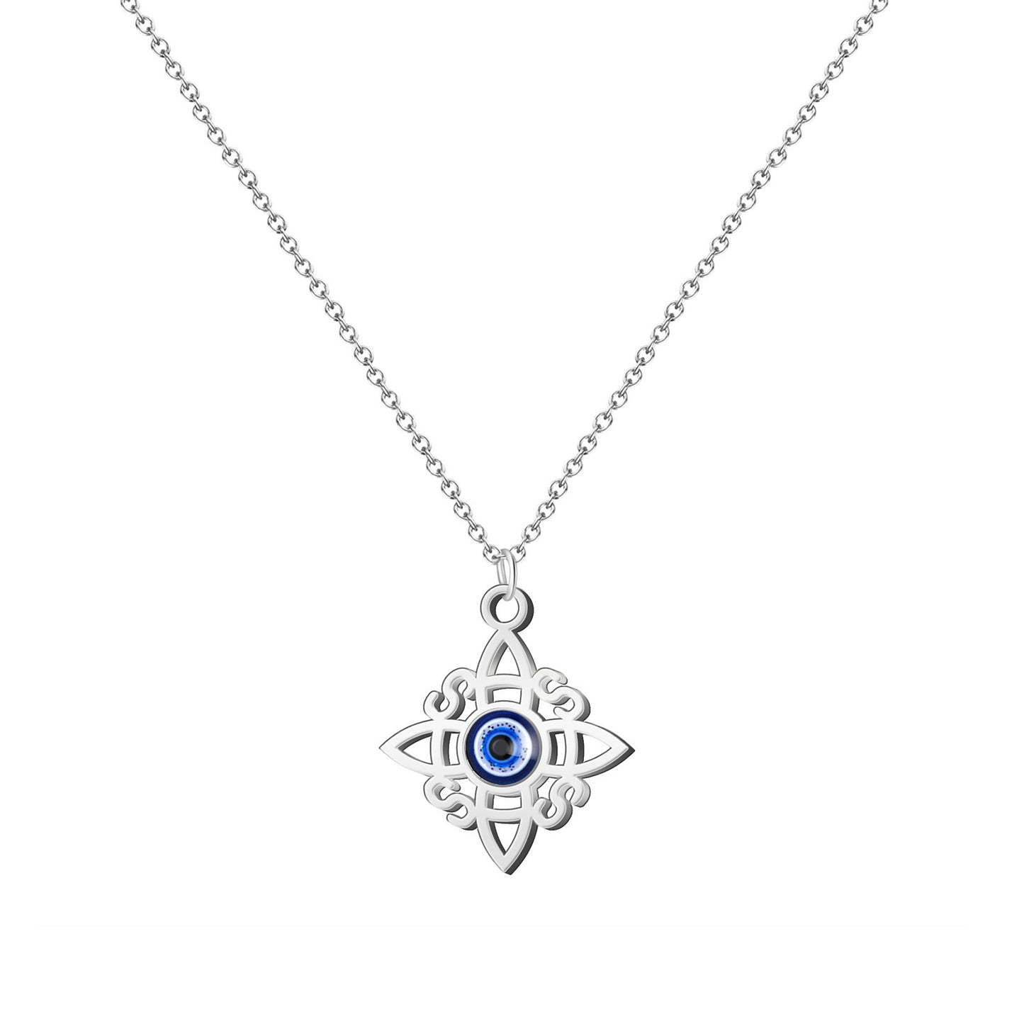 Colgante Nudo Bruja en Acero Inoxidable 💎 Amuleto contra el Mal de Ojo 🧿 Collar de Suerte para Mujer y Hombre + Pulsera 7 Nudos de Regalo 🎁 con Tarjeta Diseñada