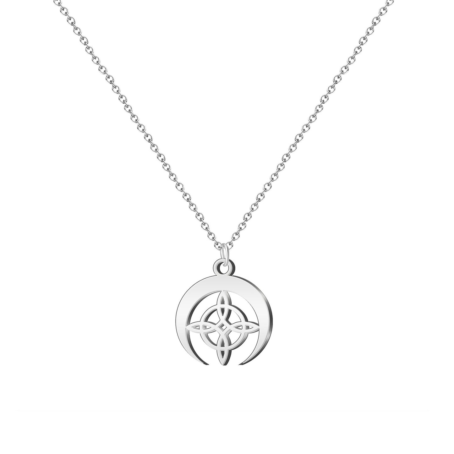 Colgante Nudo Bruja en Acero Inoxidable 💎 Amuleto contra el Mal de Ojo 🧿 Collar de Suerte para Mujer y Hombre + Pulsera 7 Nudos de Regalo 🎁 con Tarjeta Diseñada