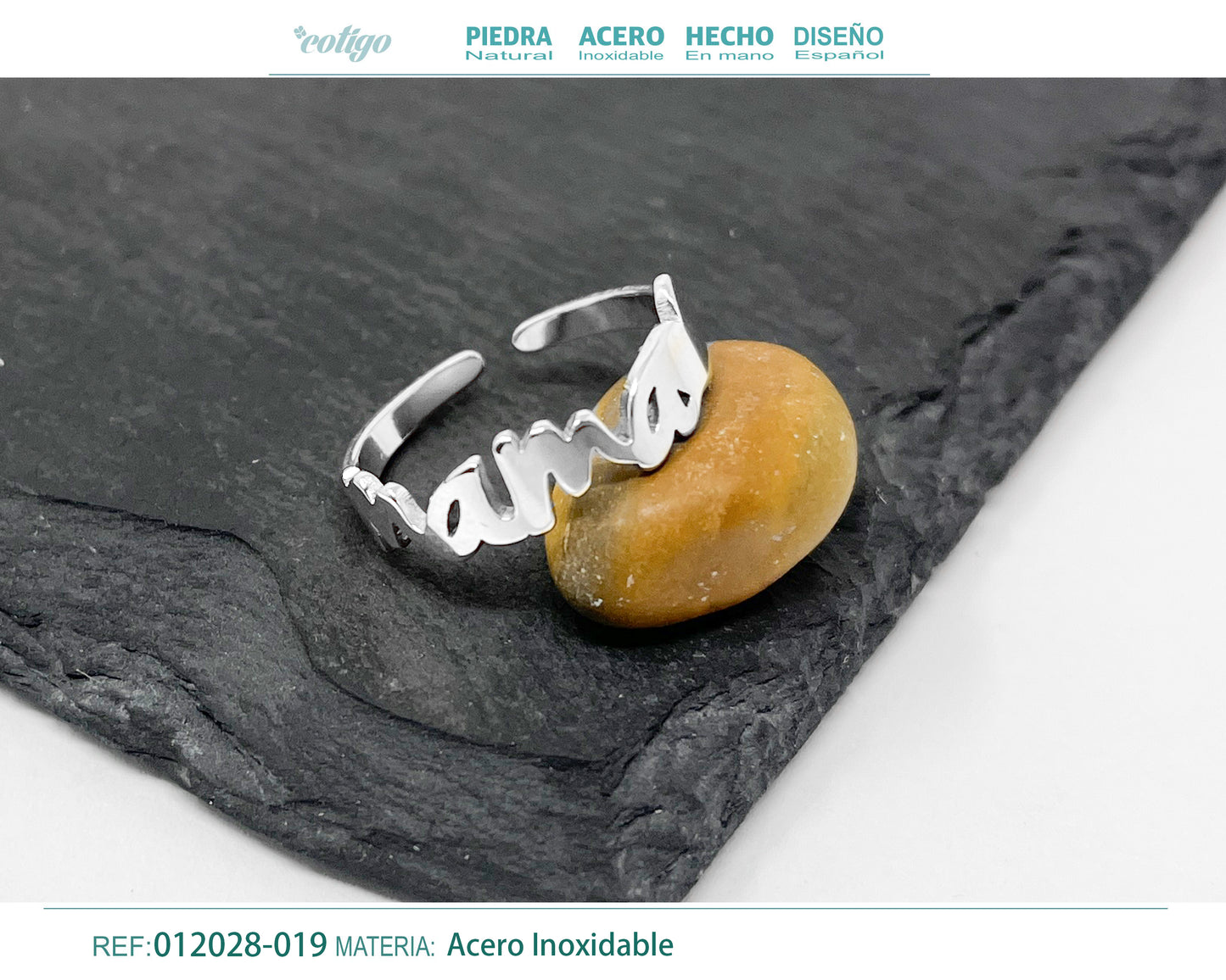 Anillo Acero para Mamá color Plateado
