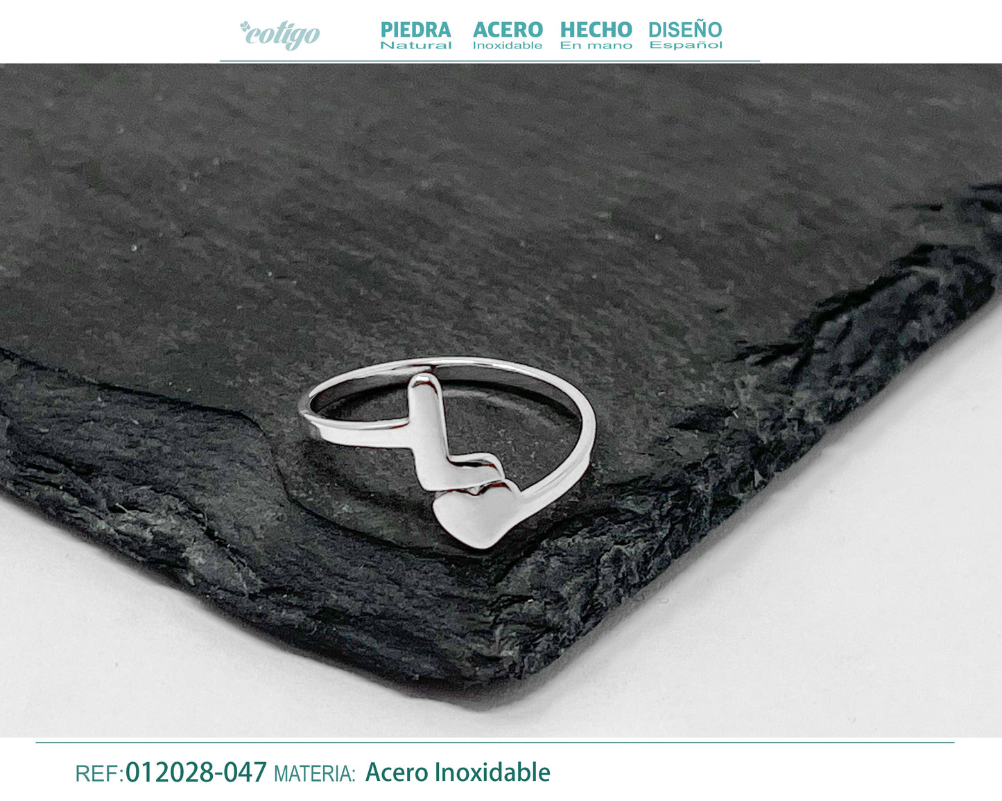 Anillo Acero Letra L color plateado