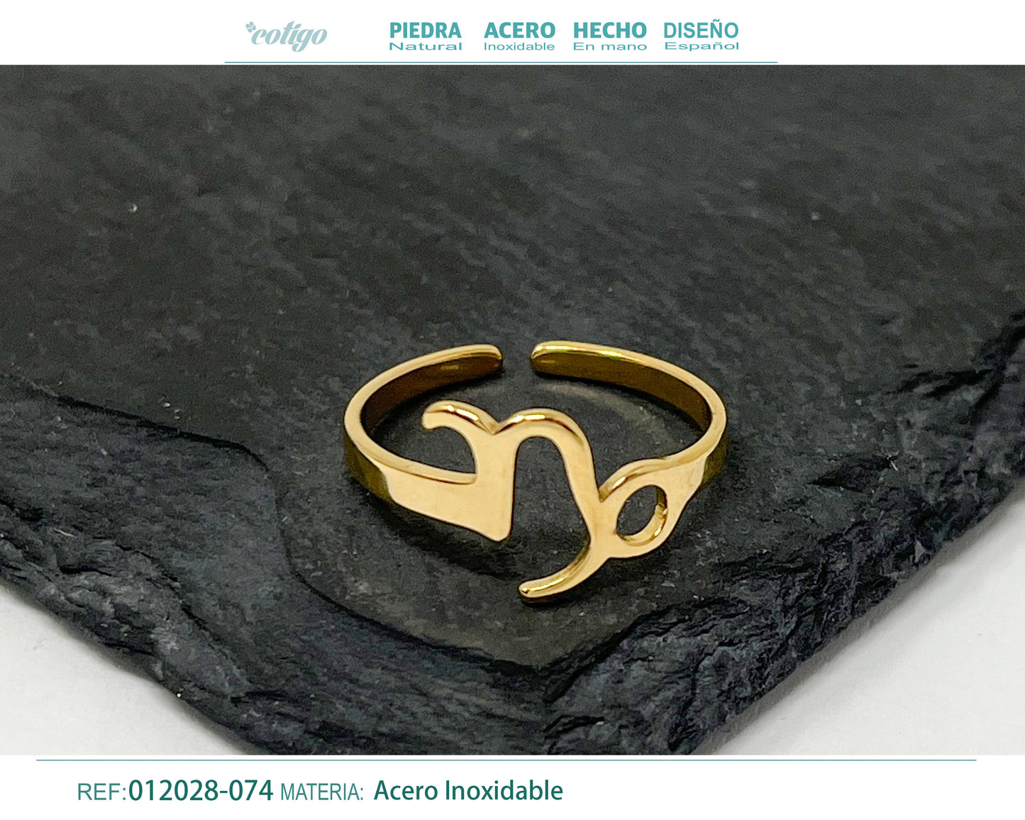 Anillo Acero zodiaco color Dorado