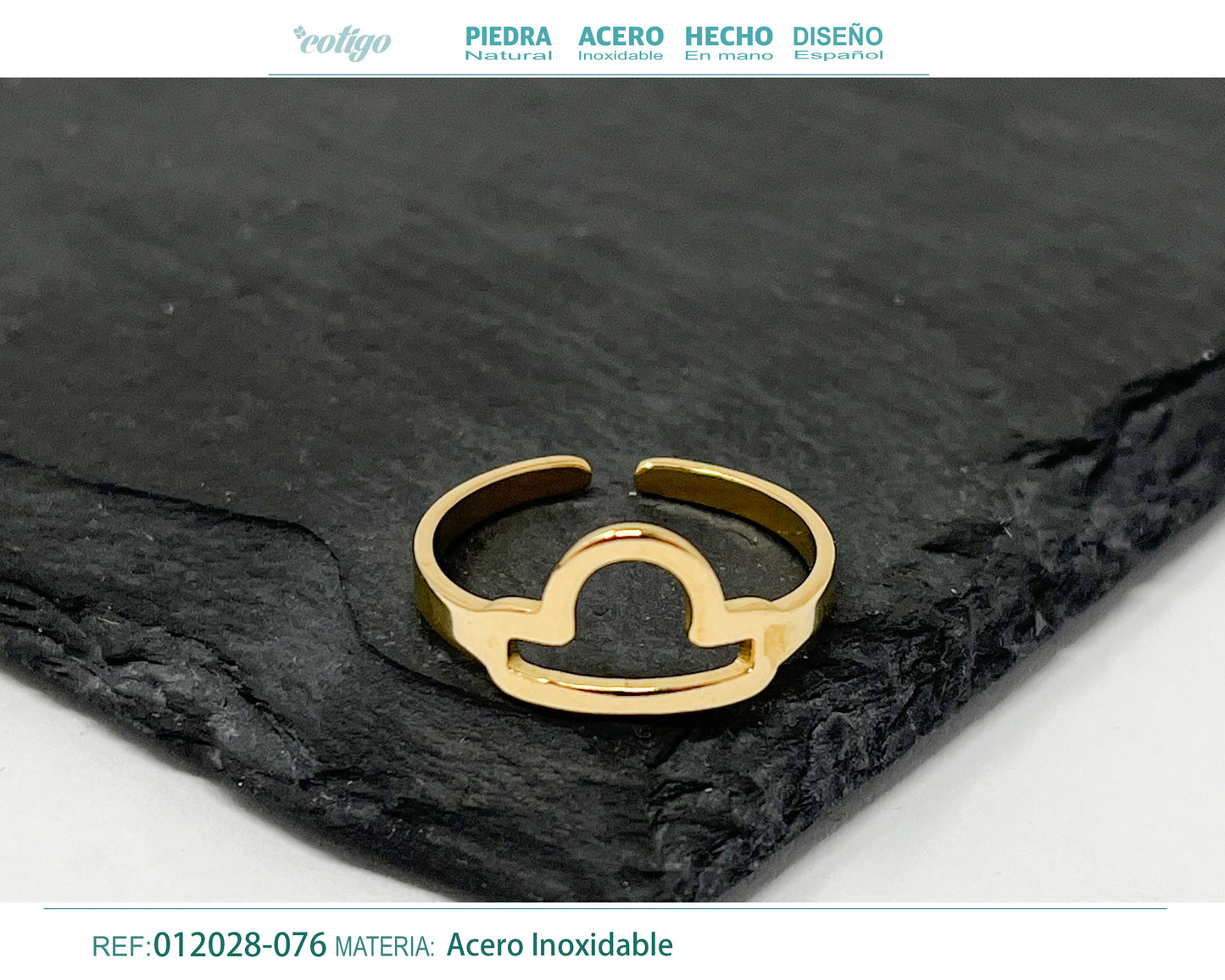 Anillo Acero zodiaco color Dorado