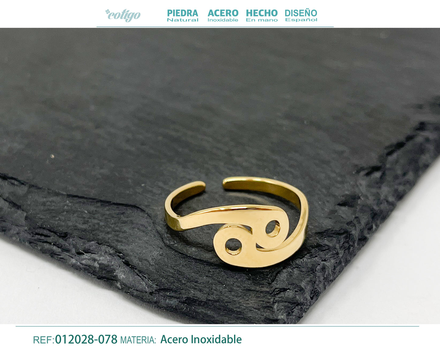 Anillo Acero zodiaco color Dorado