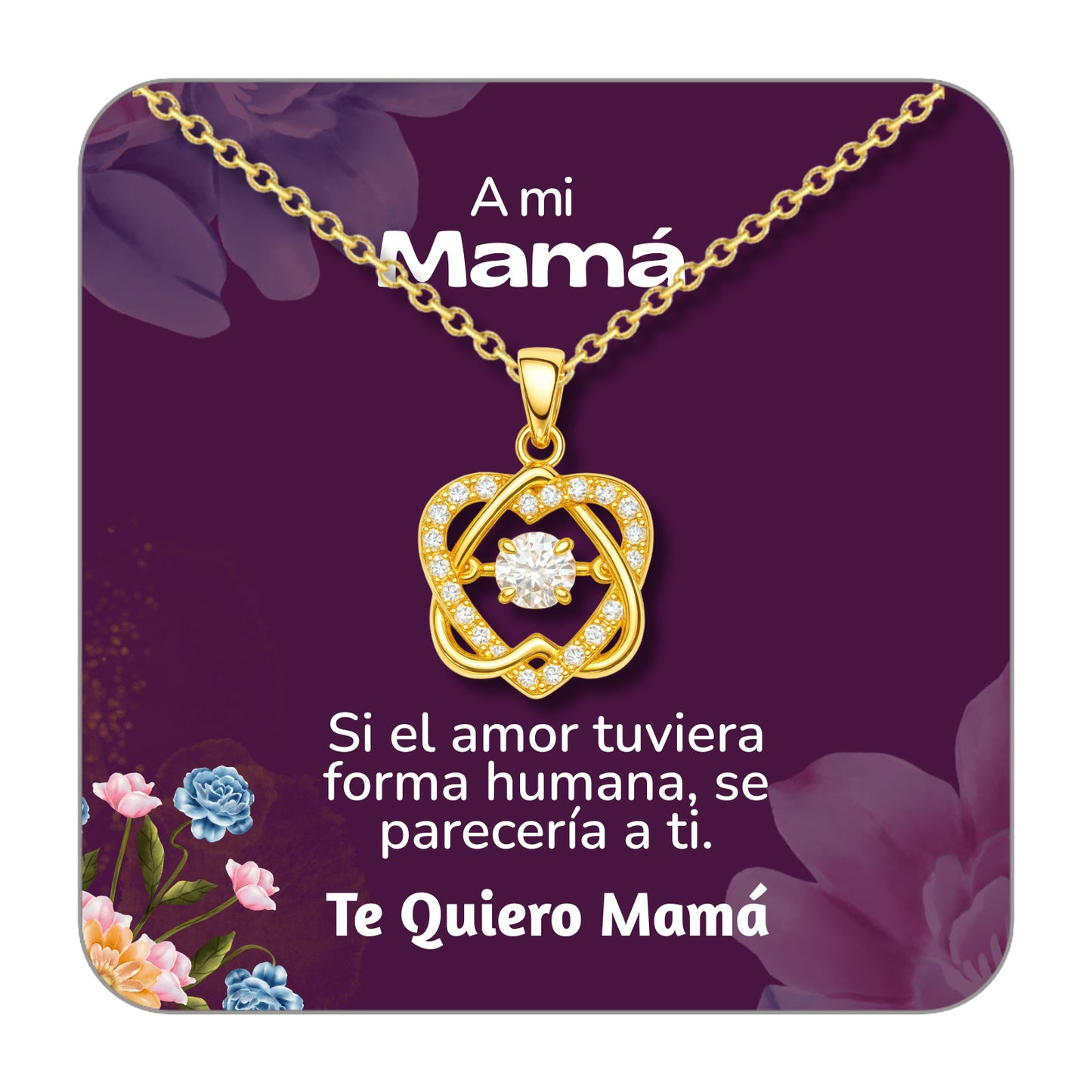 Collar Acero y colgante Cobre con Piedra Circonita para Regalar a Mamá