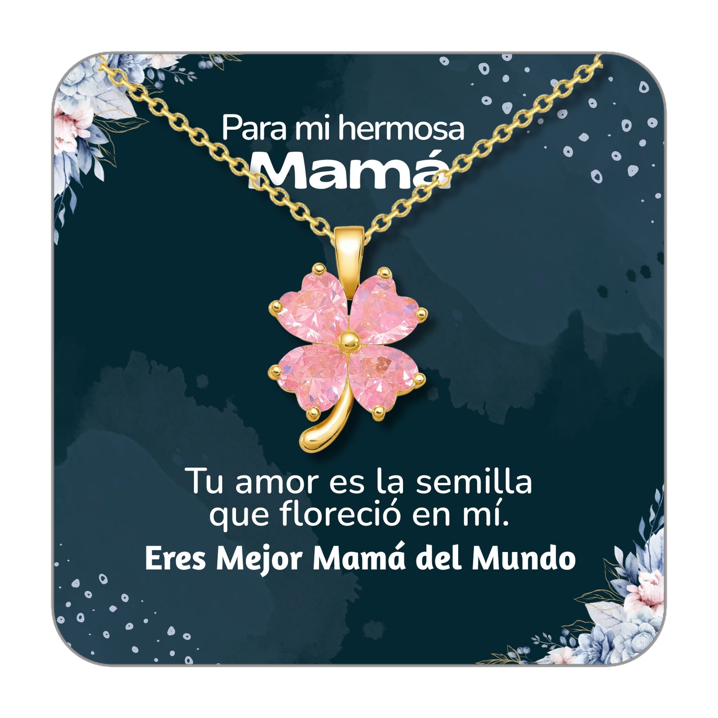 Collar Acero y colgante Cobre con Piedra Circonita para Regalar a Mamá