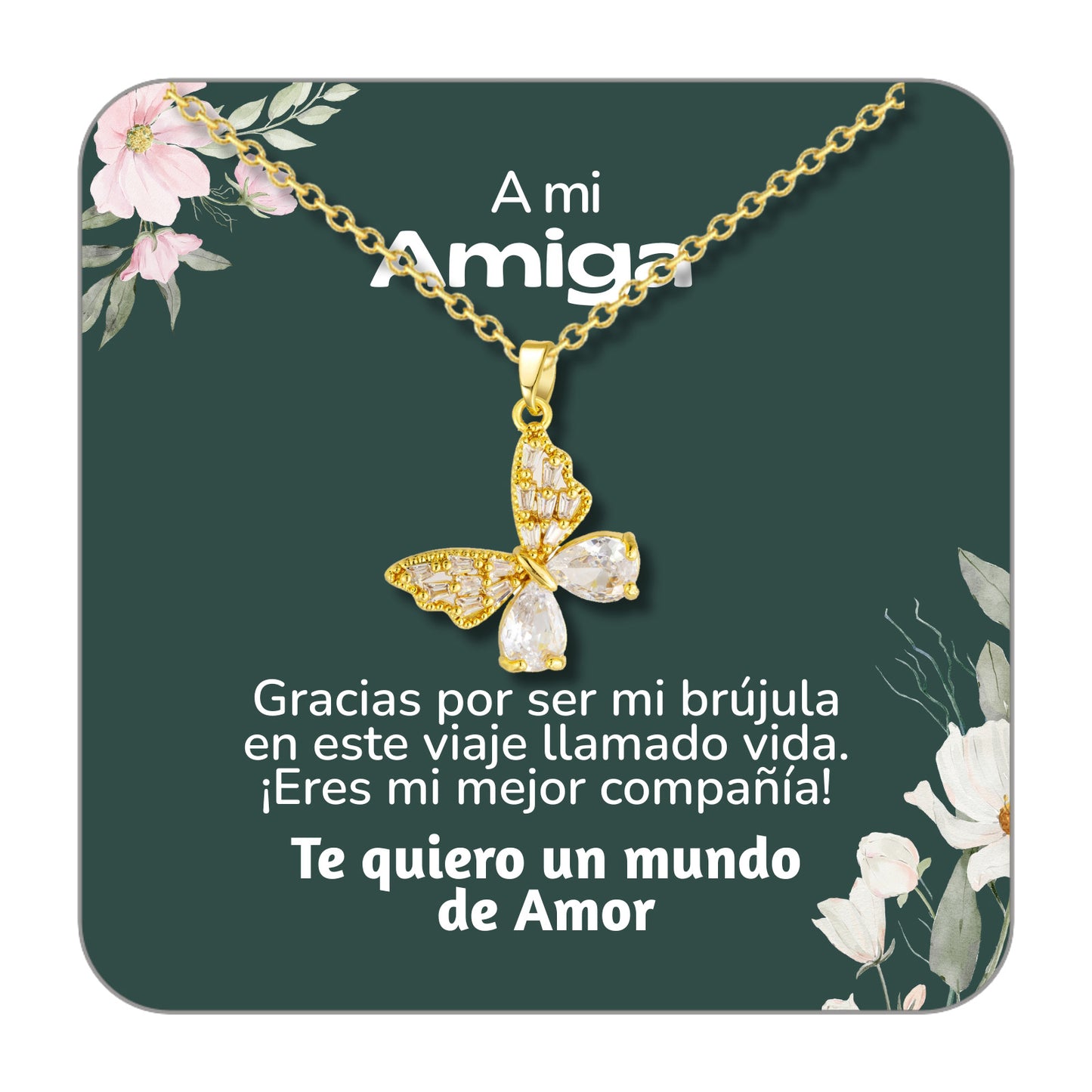 Collar Acero y colgante Cobre con Piedra Circonita para Regalar a Amiga
