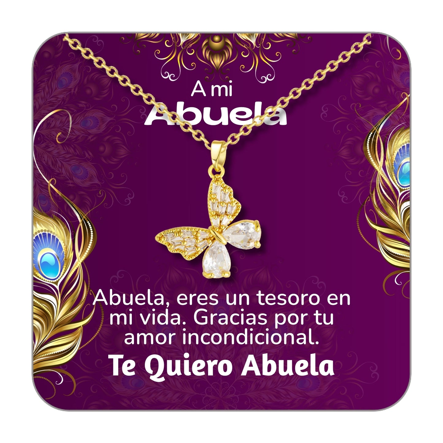 Collar Acero y colgante Cobre con Piedra Circonita para Regalar a Abuela