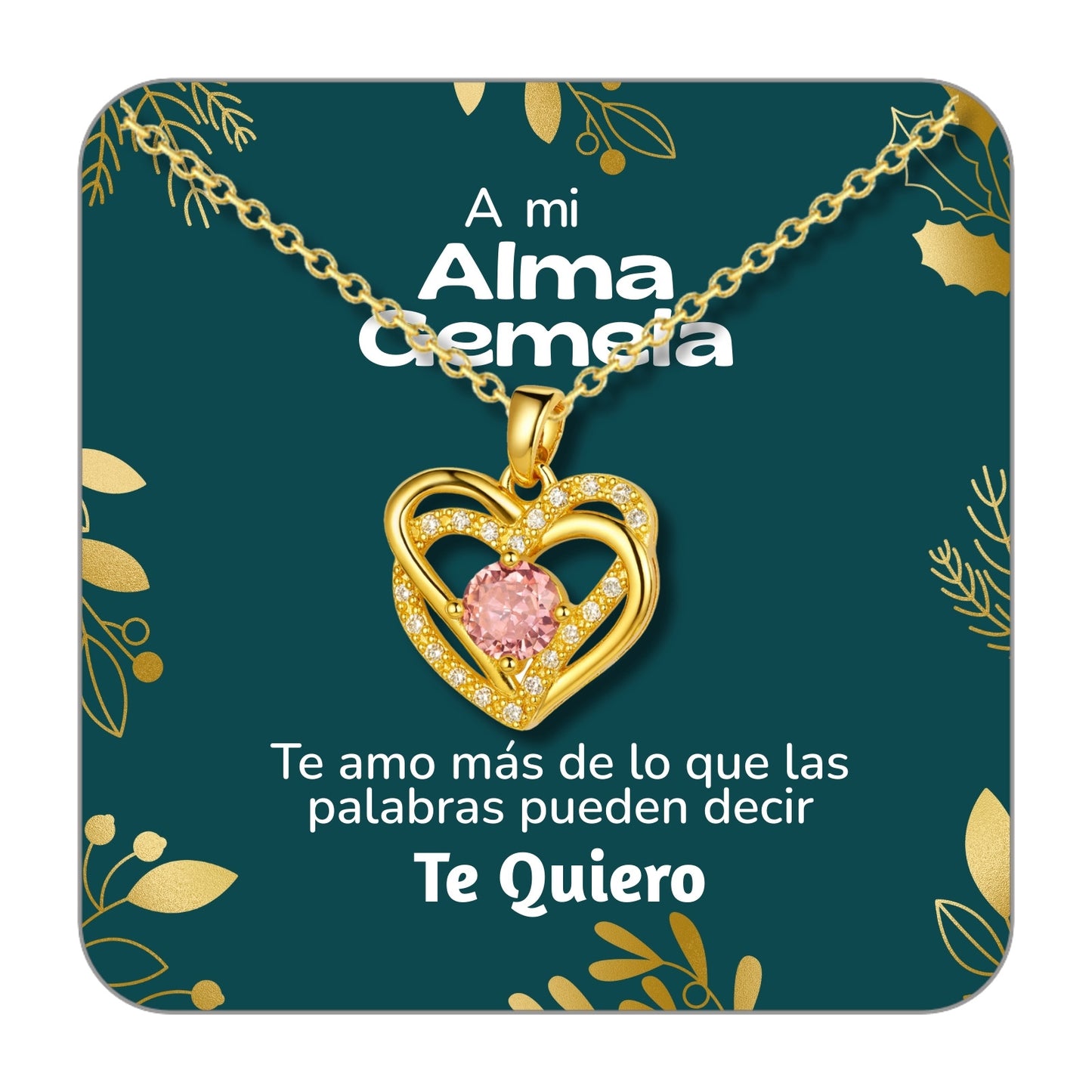 Collar Acero y colgante Cobre con Piedra Circonita para Regalar a Alma Gemela