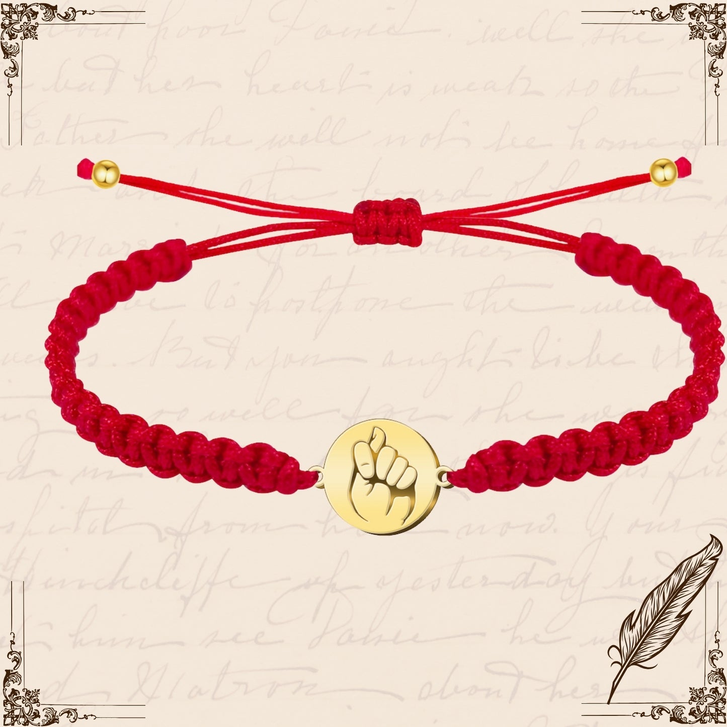 Pulsera Hilo Destino con La Higa Acero Dorado