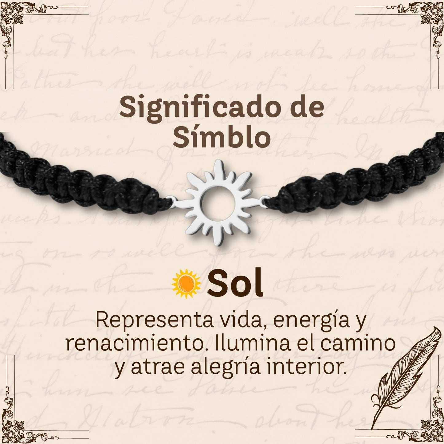 Pulsera Hilo Destino con Sol Acero Plateado