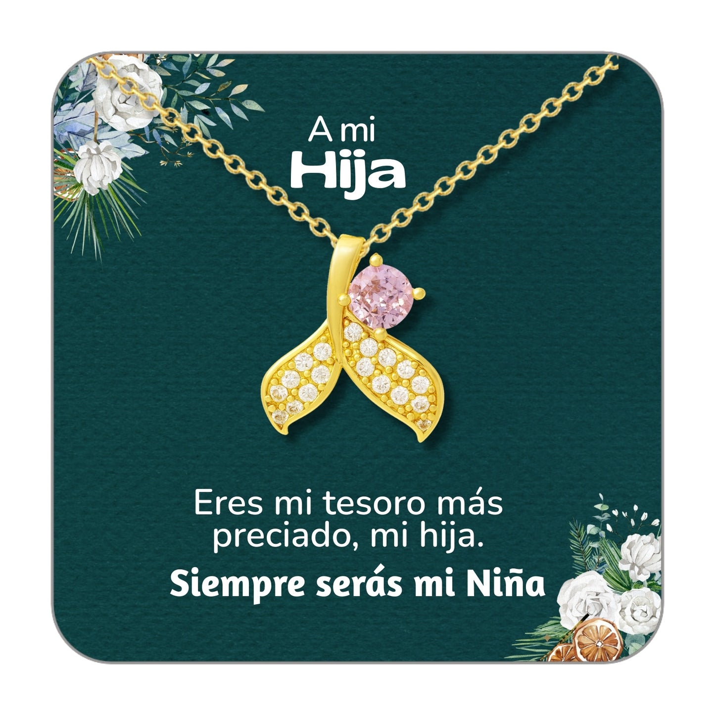 Collar Acero y colgante Cobre con Piedra Circonita para Regalar a Hija