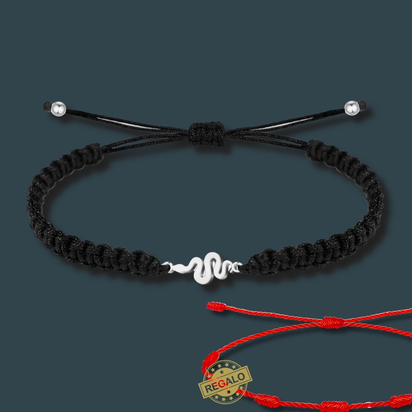 ✨Pulsera de Hilo Trenzado Hecha a Mano 🧵 con Amuleto de Suerte y Protección 🍀 Acero Inoxidable 💎 ¡Incluye Pulsera 7 Nudos de Regalo! 🎁