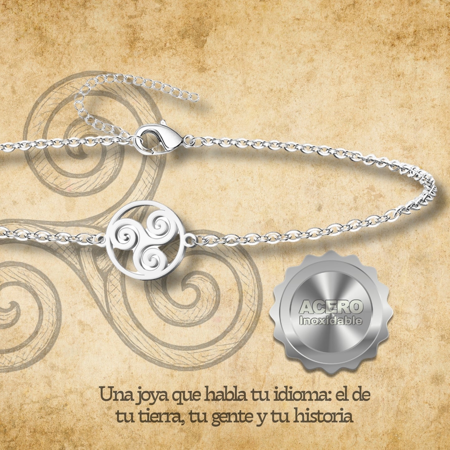 Pulsera el Trisquel Acero Plateado