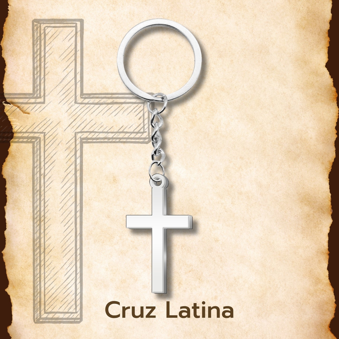 Llavero de Cruz Latina Acero