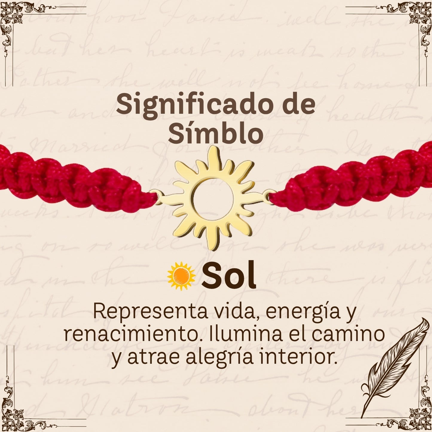 Pulsera Hilo Destino con Sol Acero Dorado