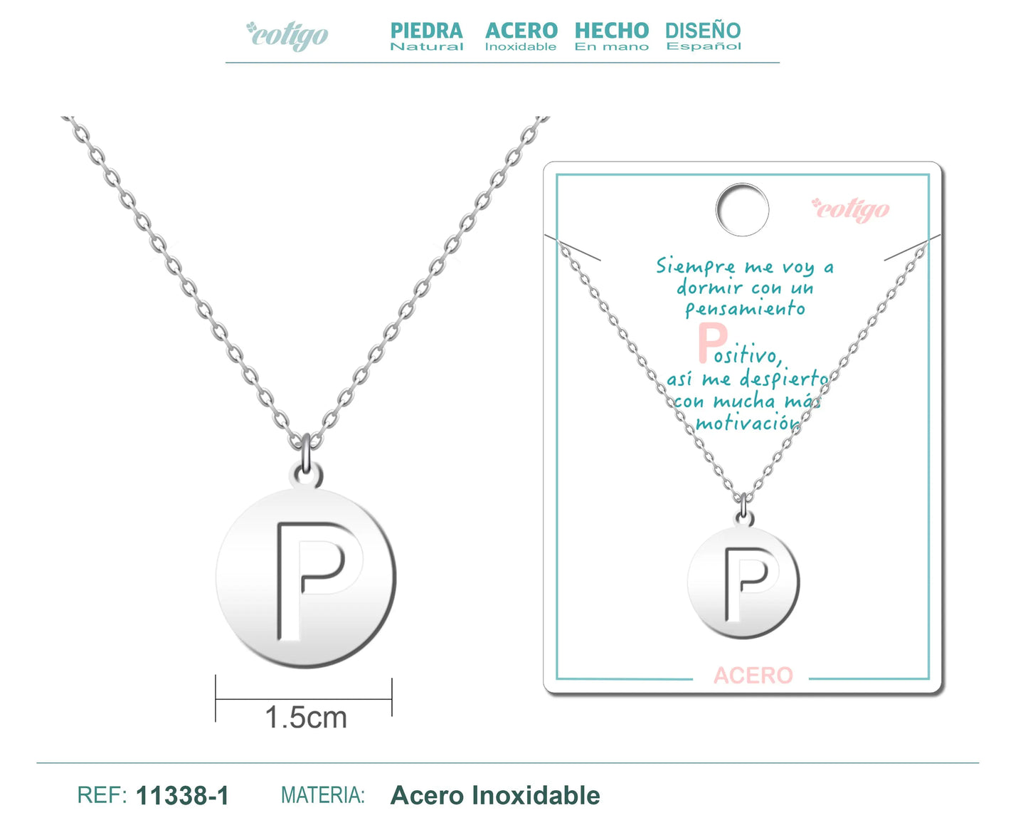 Colgante Redondo Acero letra-P - cotigo