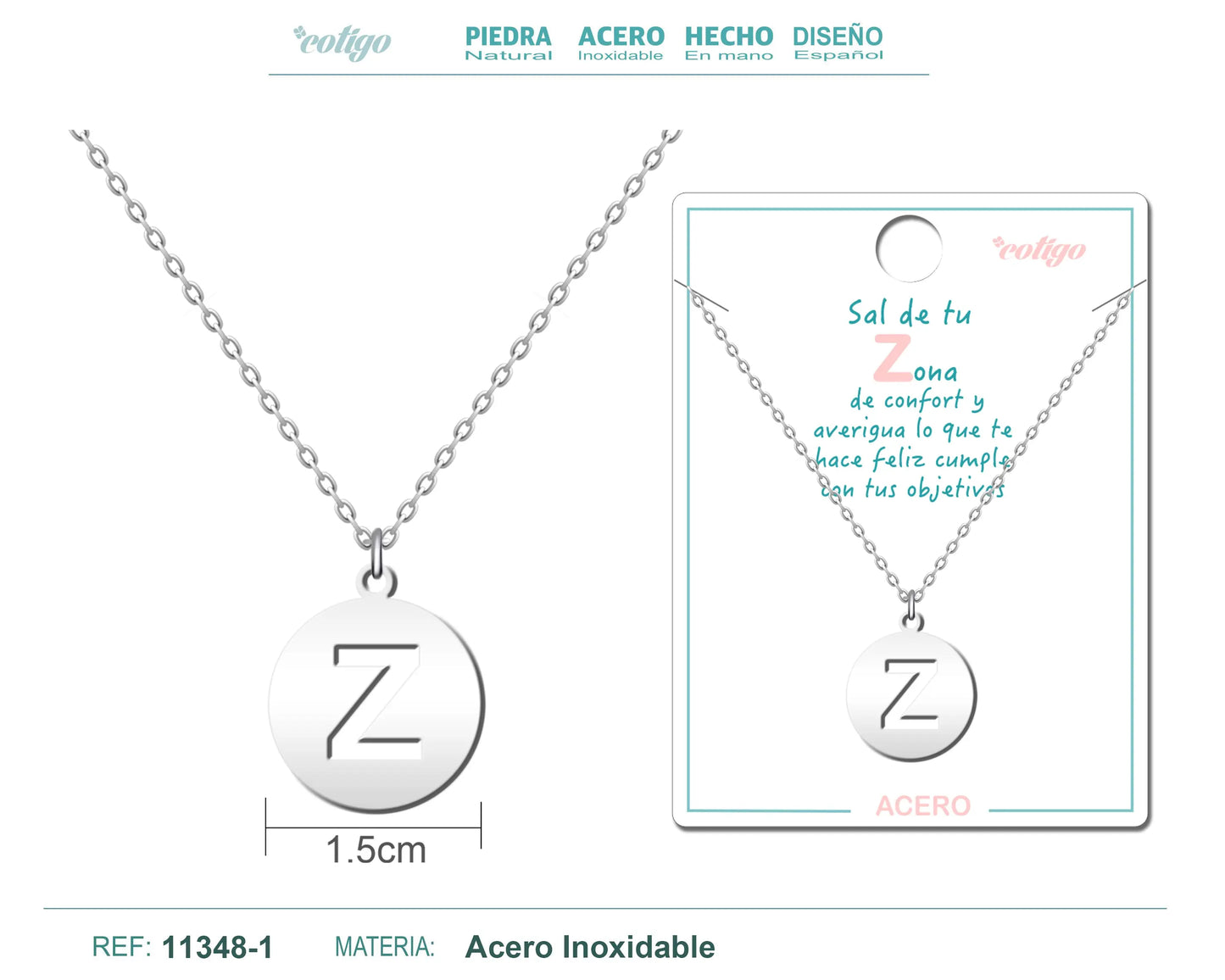 Colgante Redondo Acero letra-Z - cotigo