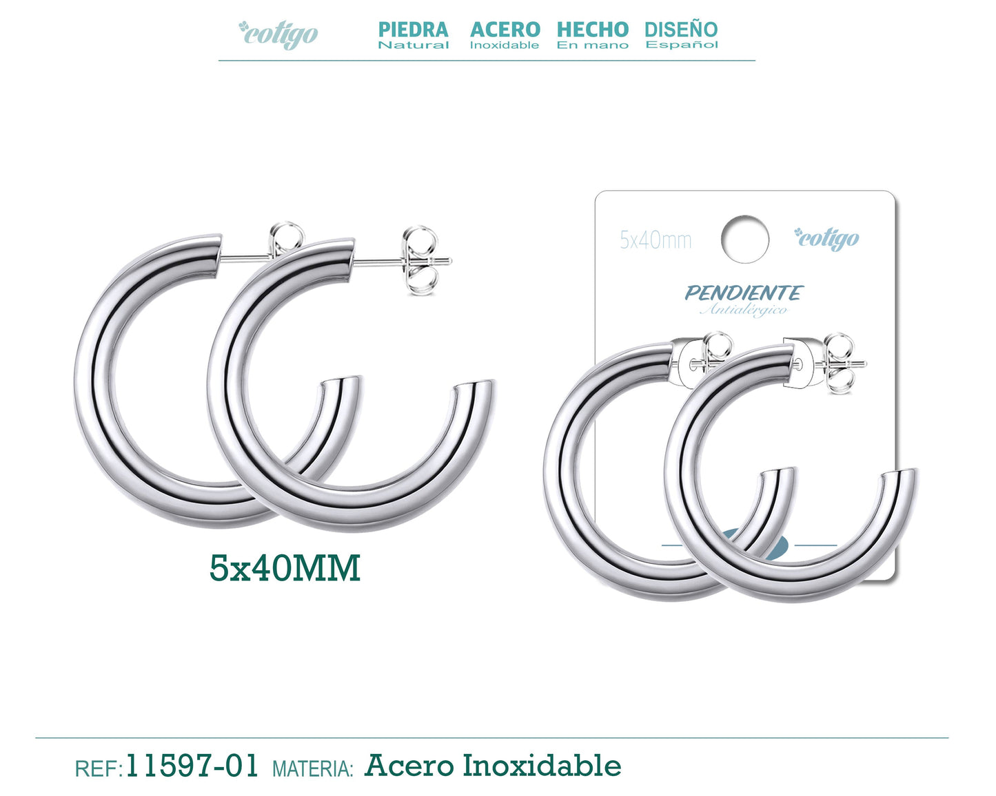 Aro acero 5x40mm color acero