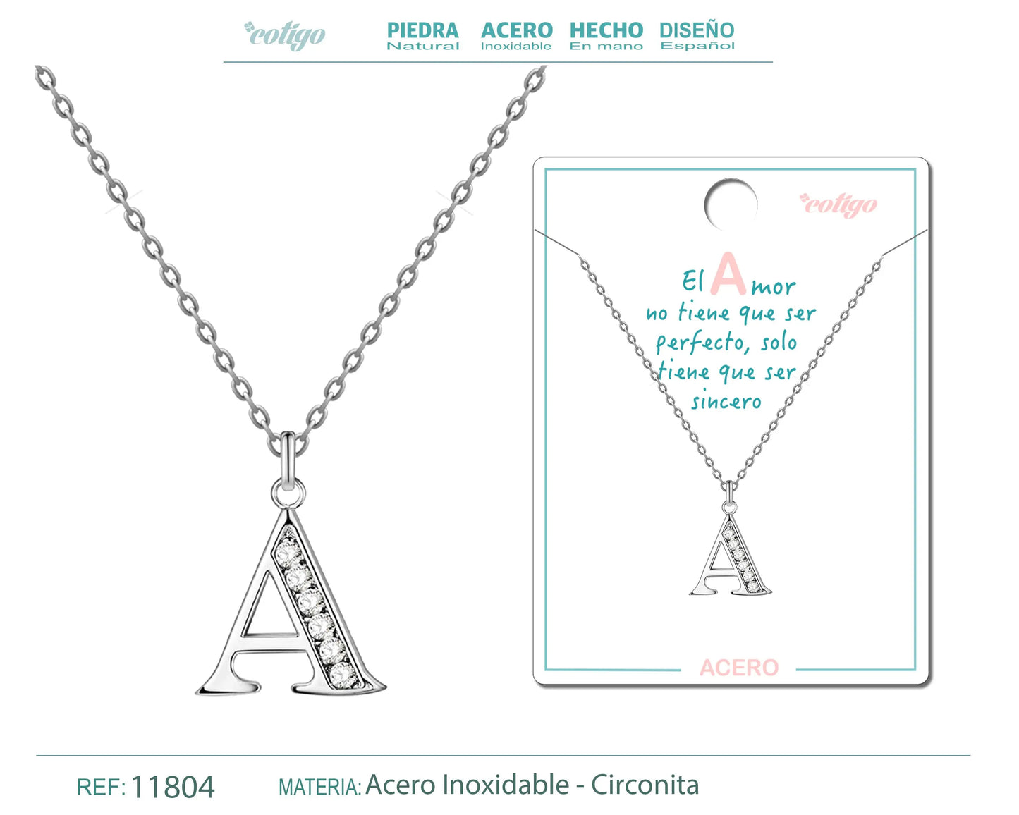 Collar Letra-A con Stras - cotigo