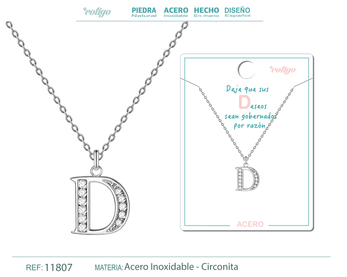 Collar Letra-D con Stras - cotigo