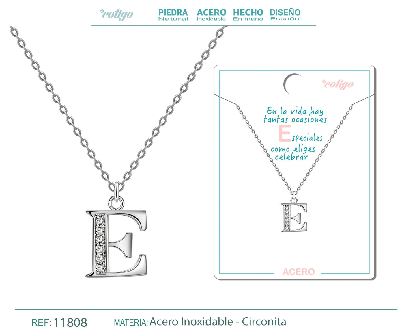 Collar Letra-E con Stras