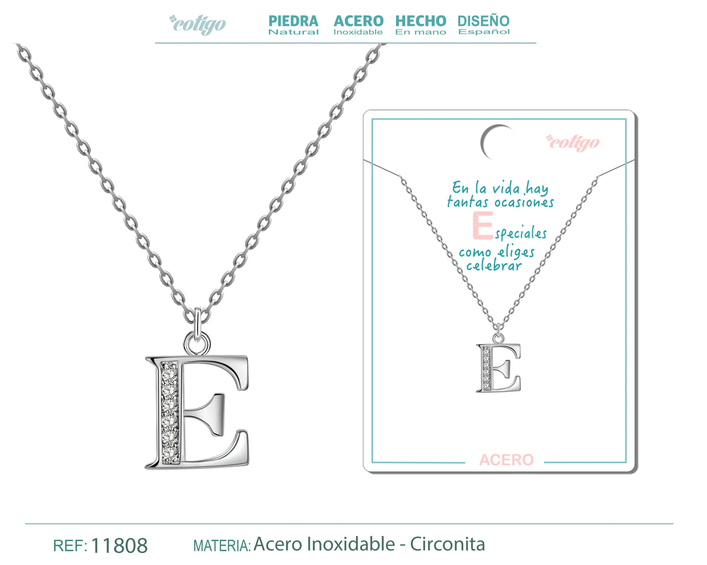 Collar Letra-E con Stras - cotigo