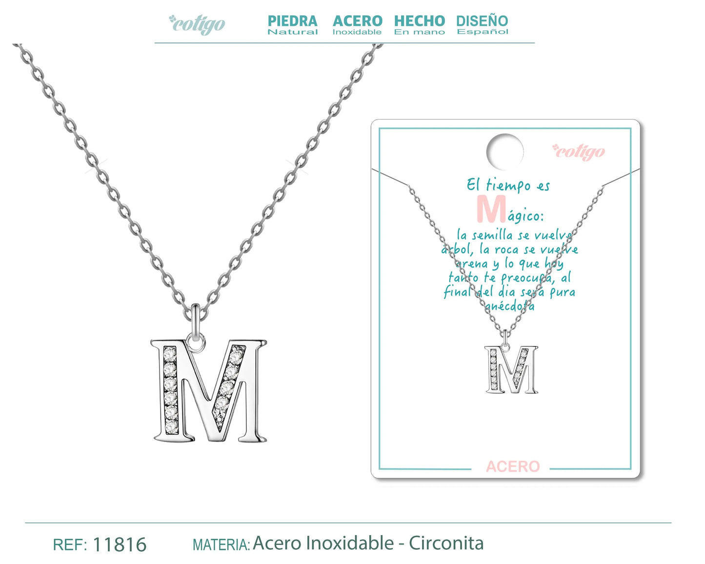 Collar Letra-M con Stras - cotigo