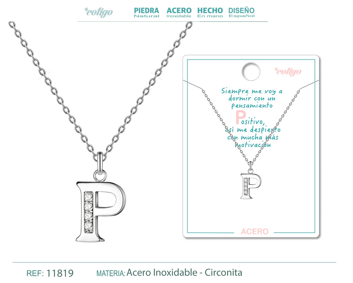 Collar Letra-P con Stras - cotigo