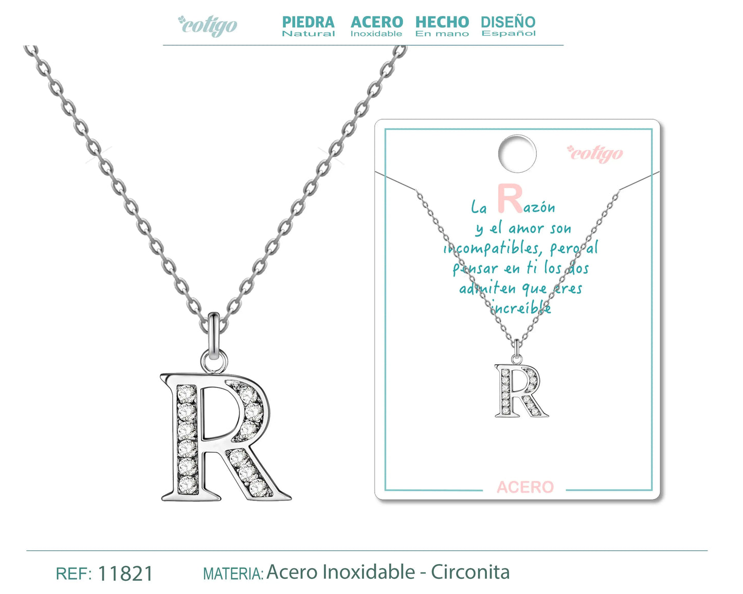 Collar Letra-R con Stras - cotigo