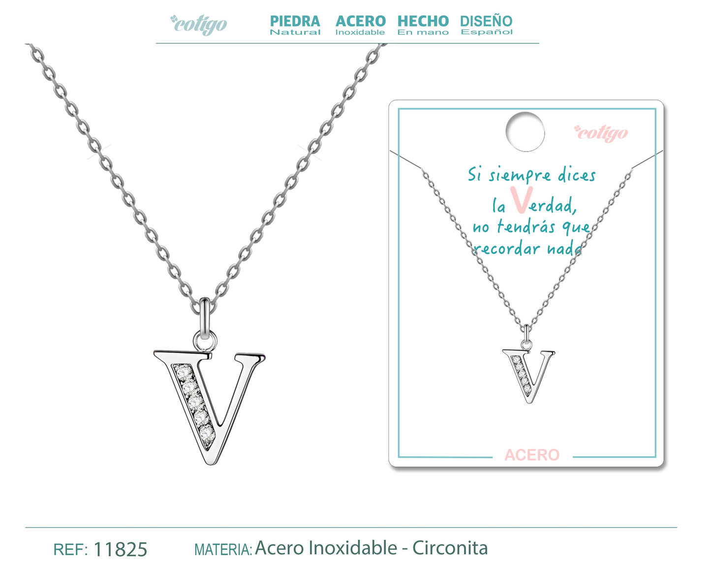 Collar Letra-V con Stras
