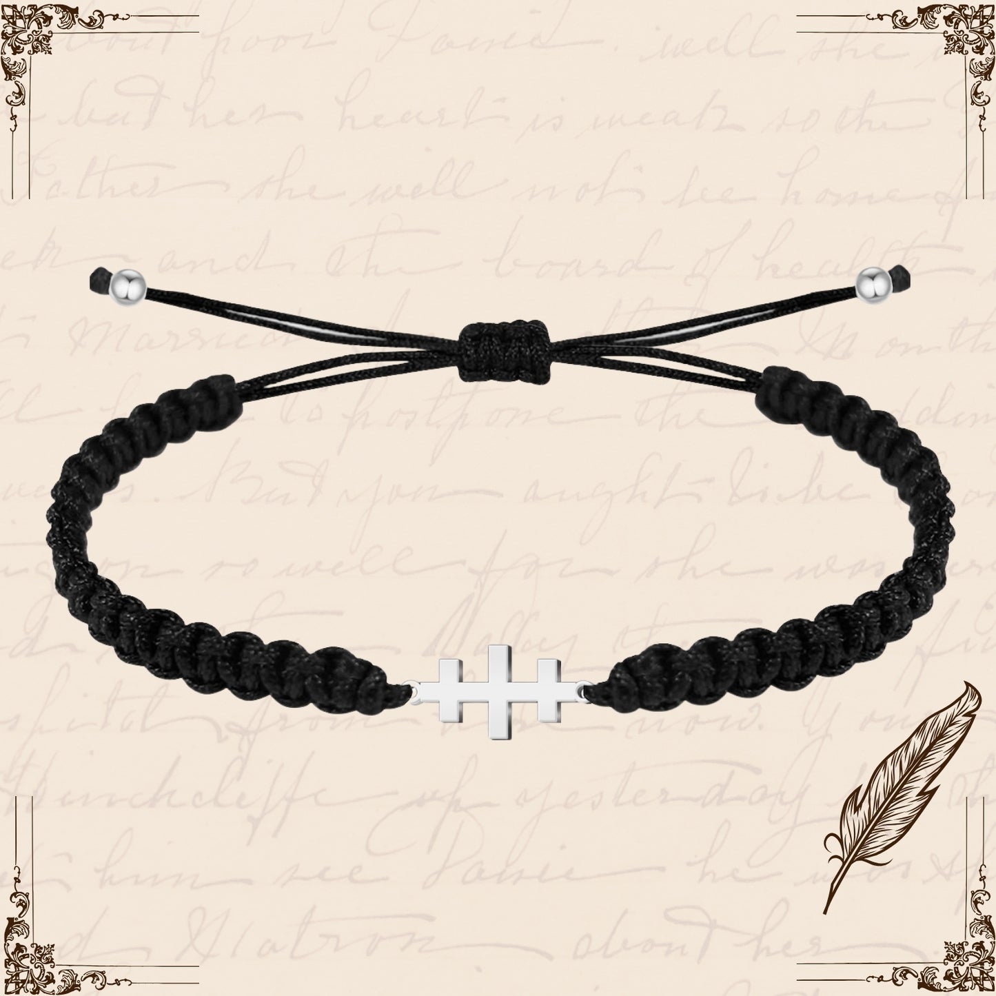 Pulsera Hilo Destino con Cruz de las Catacumbas Acero Plateado