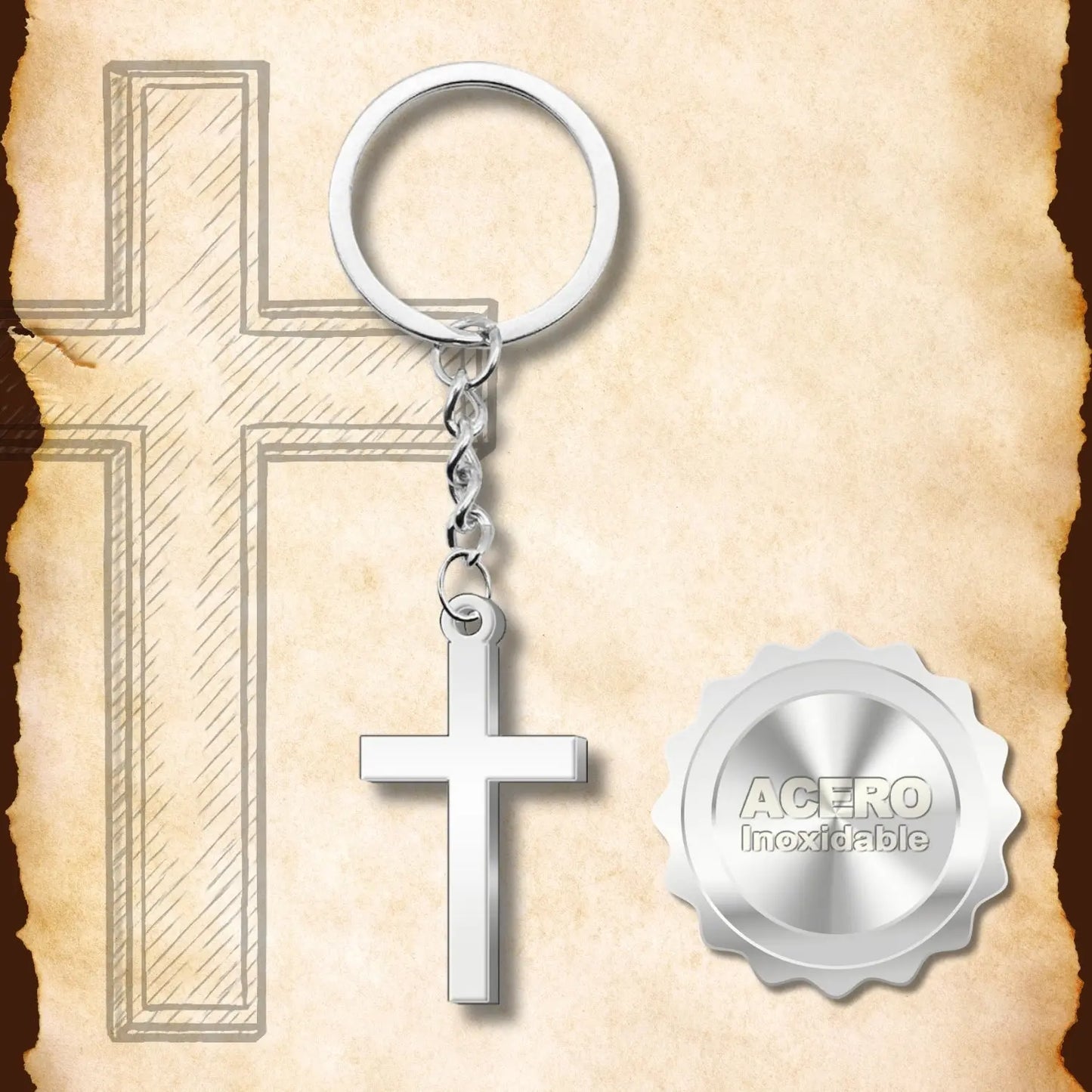 Llavero de Cruz Latina Acero - cotigo