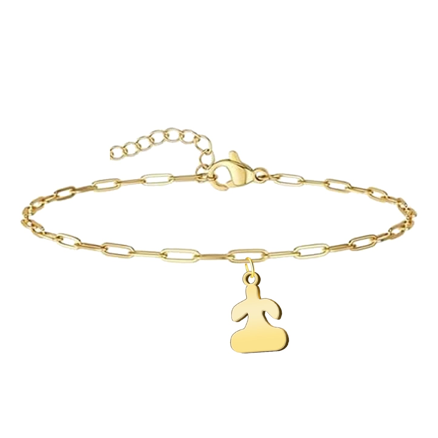 Pulsera Con Idolo de Tarra Acero Dorado