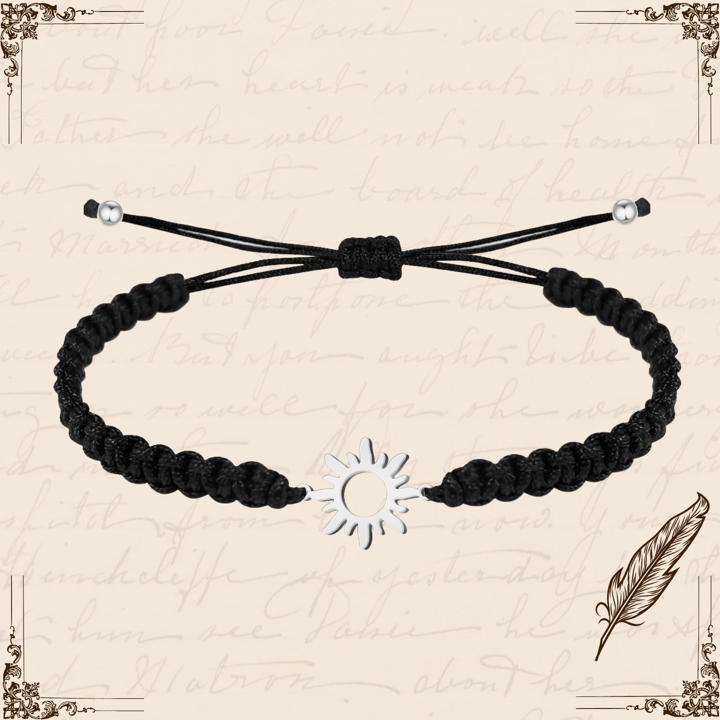 Pulsera Hilo Destino con Sol Acero Plateado