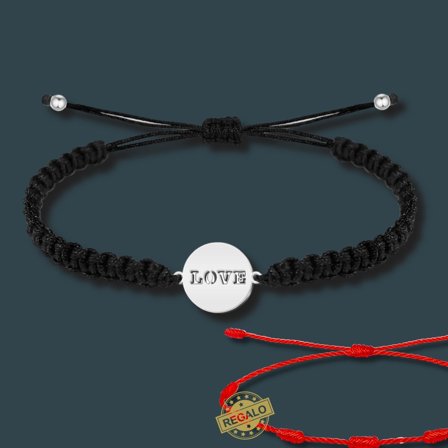 ✨Pulsera de Hilo Trenzado Hecha a Mano 🧵 con Amuleto de Suerte y Protección 🍀 Acero Inoxidable 💎 ¡Incluye Pulsera 7 Nudos de Regalo! 🎁