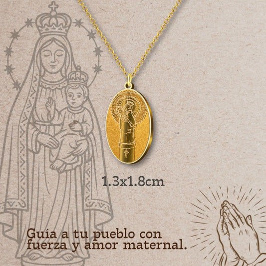 Collar Virgen del Pilar en Acero Dorado - cotigo