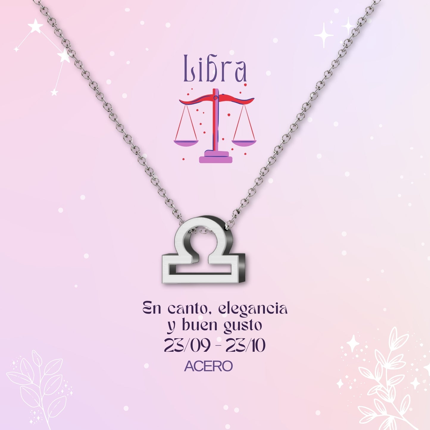 ✨Collar Zodíaco en acero inoxidable + Tarjeta con significado 💌 ¡Incluye pulsera 7 nudos y caja de regalo! 🎁✨