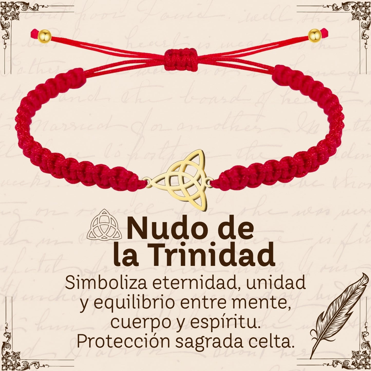 Pulsera Hilo Destino Roja Hecho a Mano 🧵 con Amuleto de Suerte y Protección 🍀 en Acero Inoxidable 💎