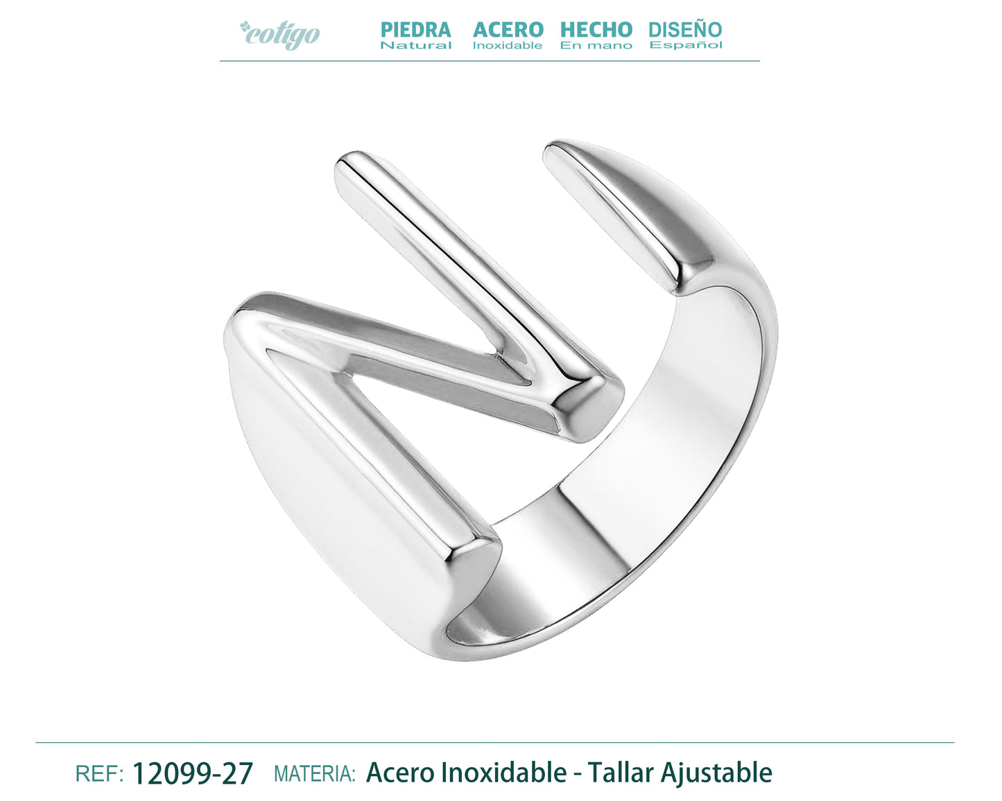 Anillo acero letra N Acero