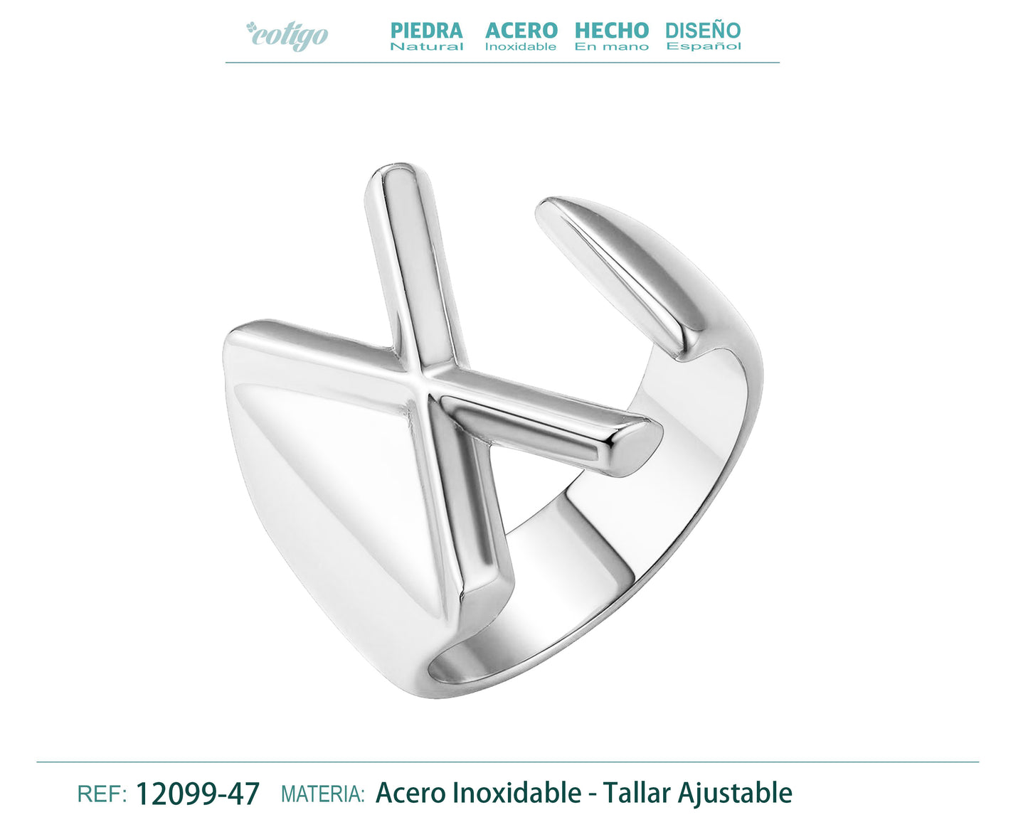 Anillo acero letra X Acero