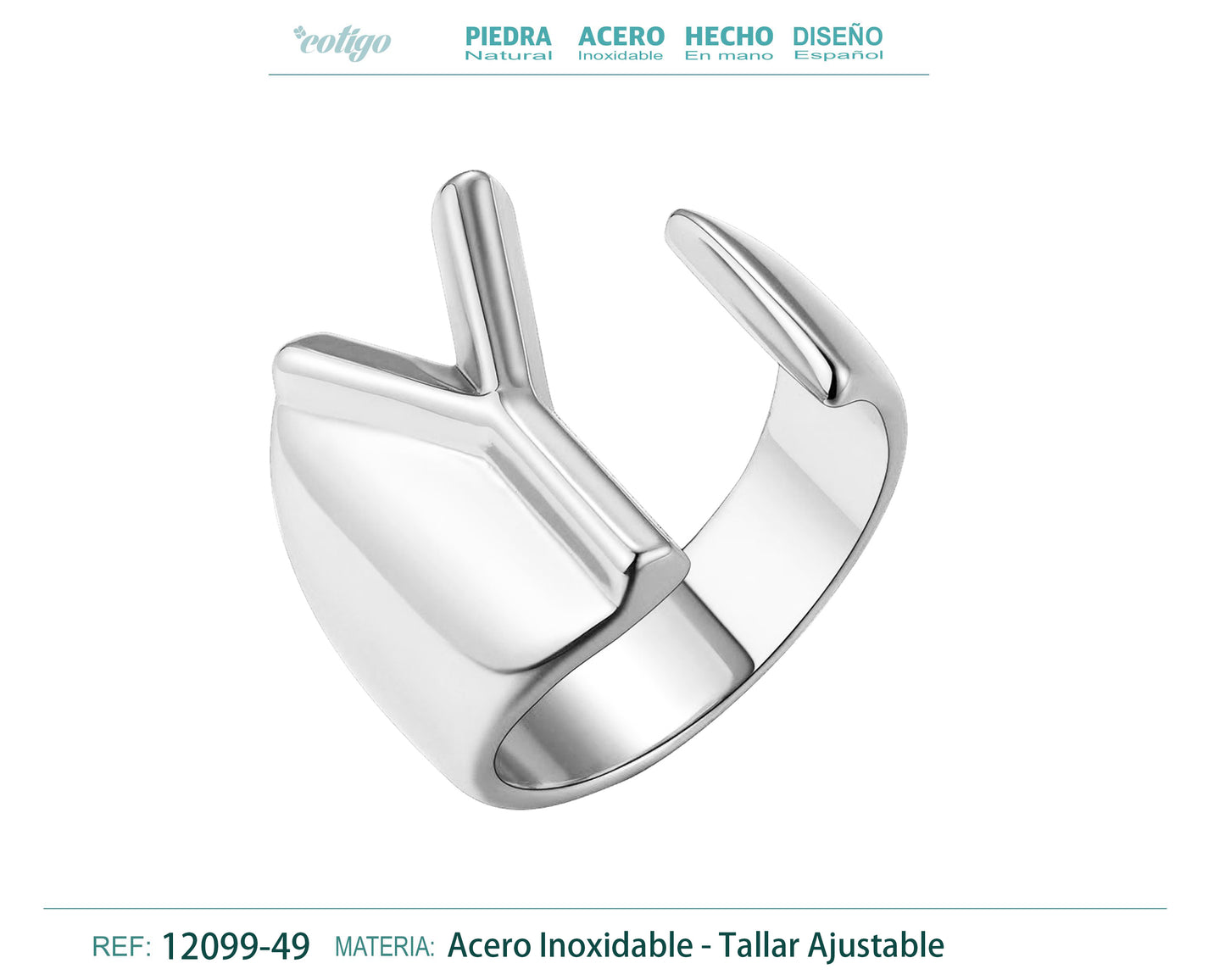 Anillo acero letra Y Acero