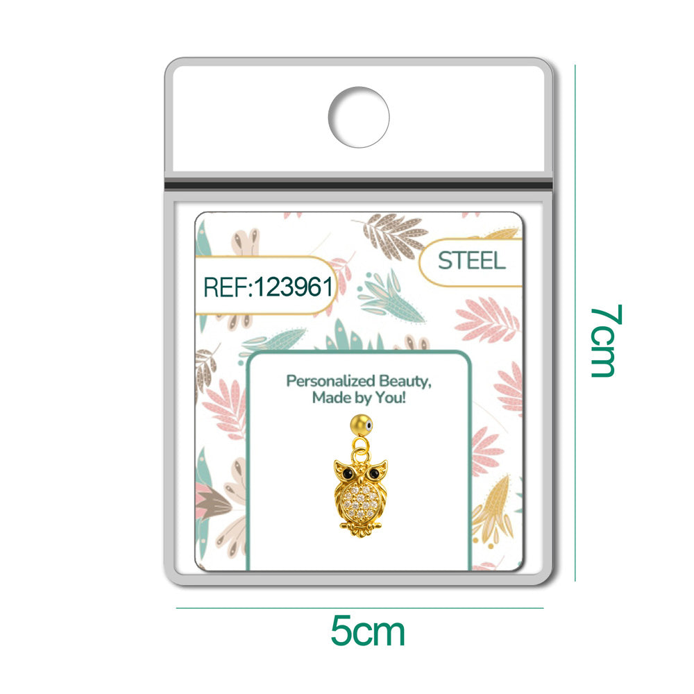 CHARM de Cobre Chapado Oro 14K con Circonita-con Bola de Goma