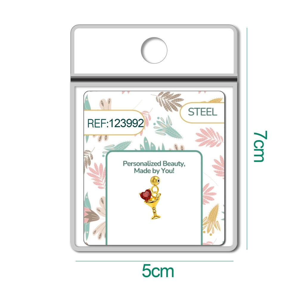 CHARM de Cobre Chapado Oro 14K con Circonita-con Bola de Goma