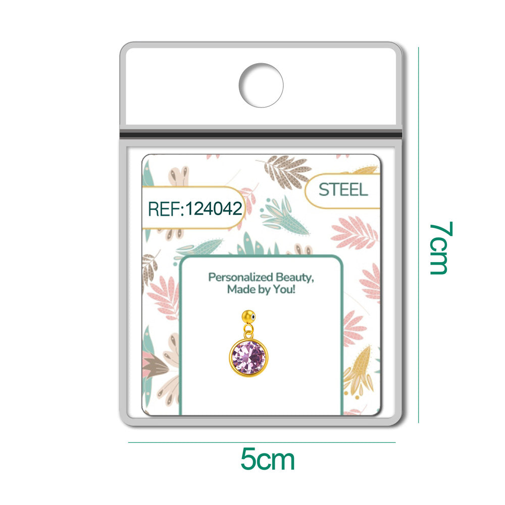 CHARM Acero Dorado con piedra Nacimiento de FEBRERO-con Bola de Goma