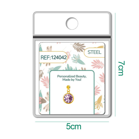 CHARM Acero Dorado con piedra Nacimiento de FEBRERO-con Bola de Goma - cotigo