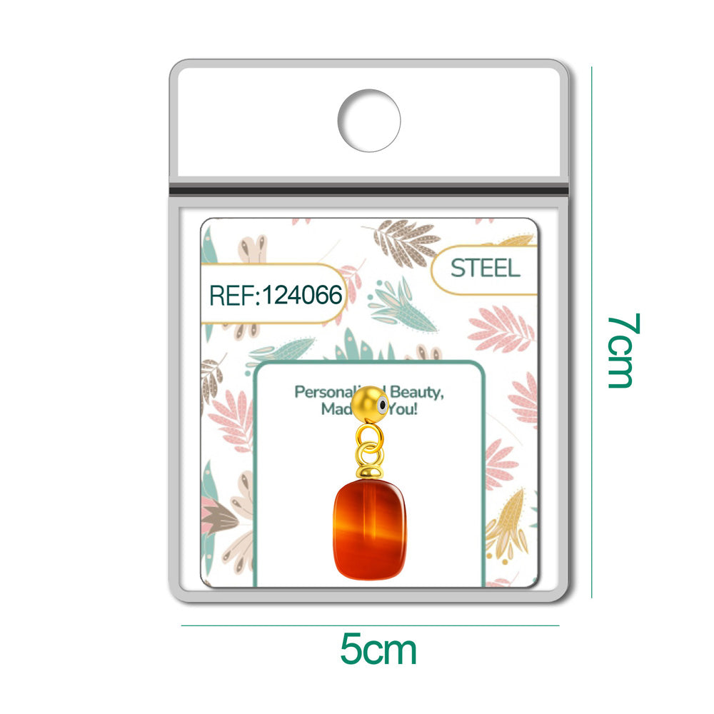 CHARM Acero Dorado Chapado Oro 14 K-con Bola de Goma